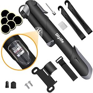 Diyife Bike Pump with Pressure Gauge, [120 PSI] [17 in 1] Mini Bicycle Pump for All Bikes, Ball Pump with Needle…