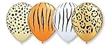 Safari Jungle Zoo Animals Jumbo Balloons Zebra, Tiger, Giraffe & Monkey 50 Count