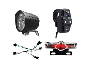 E-Bike LED Lighting Kit with Headlight, Taillight, Turn Signal and Multi-Function Switch, Waterproof IPX4, Compatible with 36