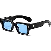 EYLRIM Thick Frame Square Sunglasses for Women Men Chunky Rectangle Sun Glasses Black Shades UV400 Protection