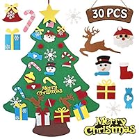 SUNKY 30 Pieces DIY Felt Christmas Tree Set, Xmas Gifts for Kids New Year Handmade Christmas Door Wall Hanging Decorations