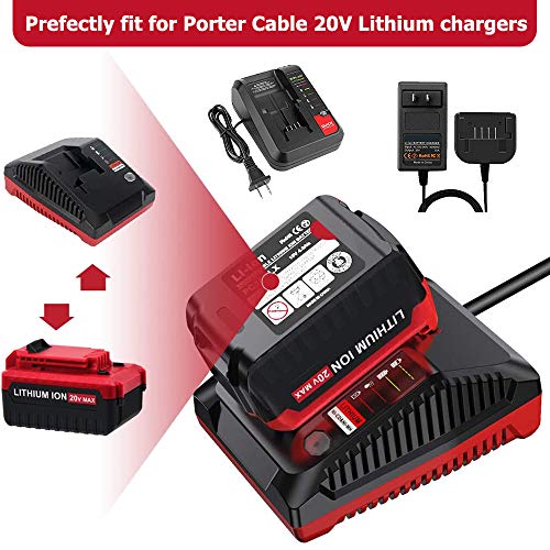2Pack 6.0Ah Replacement for Porter Cable 20V with Porter Cable Lithium 20V