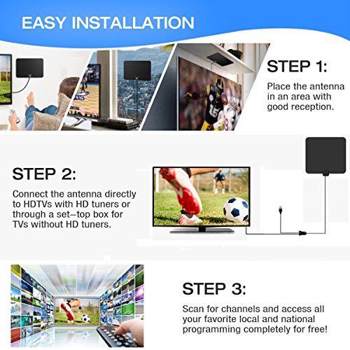 HDTV-Antenna-50-Mile-Range-with-Detachable-Amplifier-Signal-Booster-Indoor-1080P-Indoor-Digital-TV-HD-Antenna-132ft-Coax-Cable-USB-Power-Supply-Upgraded-Version-Better-Reception