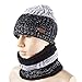 Winter Warm Knit Hat Neck Warmer Set for Men and Women, Warm Fleece Lined Wool by REDESS Black, One size fits most
