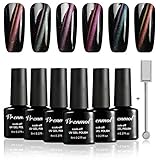 Vrenmol 6 Colors Magnetic 3D Cat Eye Chameleon UV LED Nail Gel Polish Shining Set Nail Art Kit 8ml + Free Magnet Stick