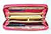 Women's Single Zip Around PVC Leather Wristlet Clutch Organizer Wallet (Black)