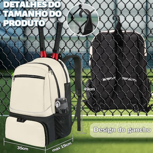 Bolsas Grandes para Raquetes, Mochilas de Tênis para Homens e Mulheres, Mochila Grande para Raquetes Homens e Mulheres