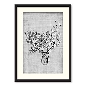 Black Paper Framed for Living Room Bedroom Beasts...