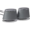 Amazon Basics USB Plug-n-Play Computer Speakers for PC or Laptop – 1 Pair (2 Speakers), Silver with Blue LED Light