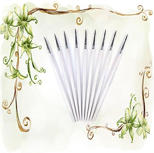 LONG7INES 10 Pcs White Gouache Paintbrush, Hook Line Drawing Brush Pen, Hand Painted Detail Miniatures Watercolor Painting Brush,Size S