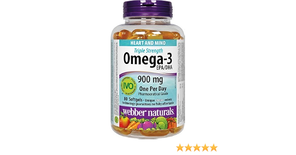 Amazon.com: Webber Naturals 900 mg EPA/DHA, omega-3 de triple Fuerza 80  softgels : Salud y Hogar