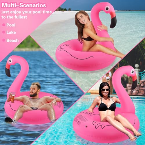 DeeprBlu Swimming Pool Floats Adult, 42" Large Pool Float, Pink Flamingo Inflatable Pools, High Load Capacity and Superior Durability, 0.35mm Thickened Inflatable Pools Adults for River