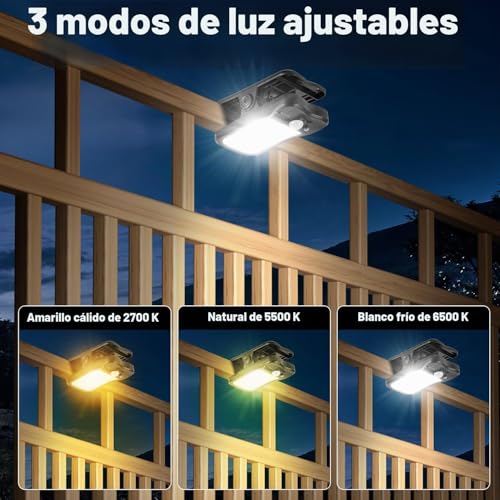 BlueYu Outdoor Solar Light with Clip – Solar Lights with Motion Sensor 800LM Solar Spotlight 3 Modes & 3 Colours Solar Lights with USB and Waterproof Remote Control for Fence Gardens (4 Pieces)