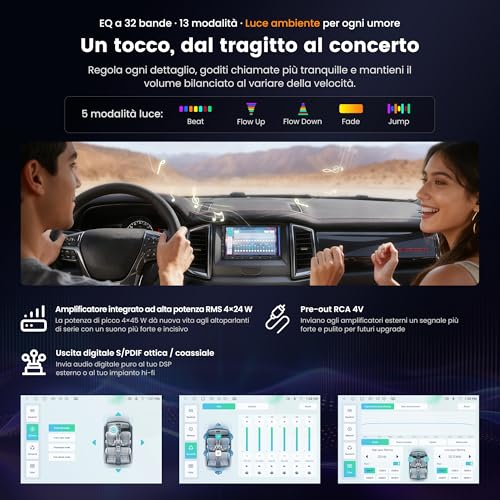 ATOTOZONE S8 Gen4 7 pollici Android Autoradio 2DIN 4G LTE Integrato | CarPlay Wireless e Android Auto, Octa-Core 4G+64G, QLED Schermo Touch, Navigatore GPS, DSP, Tethering via WiFi/BT/USB, FM/RDS