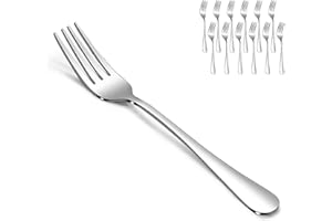 SANTUO Dessert Forks Set - 12-piece Stainless Steel Salad Forks Cream Fork Flatware Set Reusable for Household Use or Camping - Silver 6.7 Inches