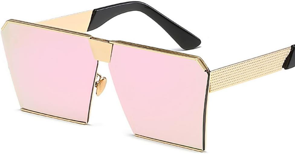 SUDOOK Square Flat Top Metal Frame Sleek Retro Mirrored Oceanic Lens Sunglasses for Men