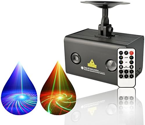 ZjRight Christmas Laser Light Red Green 20 Patterns LED Projector DJ Stage Lighting Show With Blue Auto Sound active Professional Disco DJs Birthday Family Party Clubs and Wedding