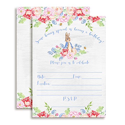 Amanda Creation Little Rabbit Birthday Party Fill in Style Invitations. Set of 20 Including envelopes