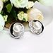 Scheppend Loop Gold Plated Black Paint White Crystal Rhinestone Pearl Earring Studs