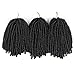 3 Pack Spring Twist Crochet Hair 8 Inch Short Ombre Crochet Braids Synthetic Braiding Hair Extensions Jamaican Bounce Curl (#1B)