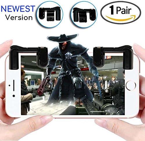 Mobile game controller PUBG – Upgraded for Android / Iphone IOS, 1 pair sensitive shoot and aim triggers for PUBG and Fortnite L1R1 trigger joystick gamepad for smart cell phone