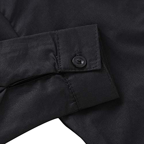 Infant Baby Boys Dress Shirt Bodysuit Formal Long Sleeve Rompers for Wedding Party (Black, 18-24 Months) - Thumbnail 4