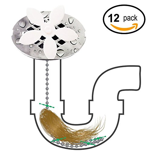 vmaisi 12 Pack Shower Drain Hair Catcher - Never Clean a Clogged Drain Again! (12 Pack)