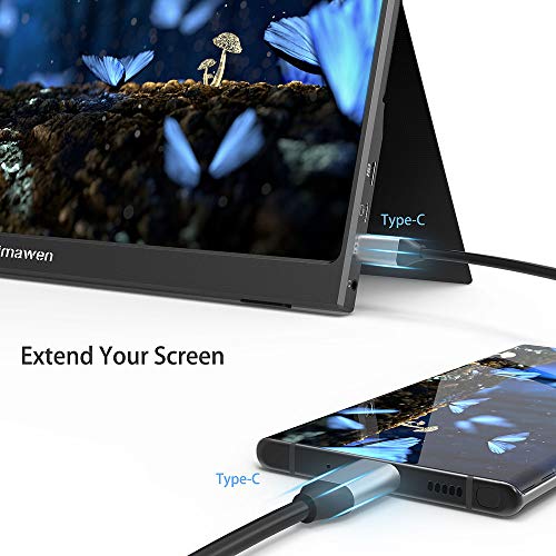 Bimawen 15.6 inch Portable Monitor 1920x1080 IPS Screen FHD Ultra-Thin Game Monitor with Detachable Kickstand Case-Type-C HDMI Port - External 5V/2A Power Supply-Compatible with Xbox Switch PC Laptop