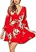 Colin Twain Women Floral Print Sleeve Sexy Deep V-Neck Tunic Top Casual Mini Dress