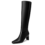 Athlefit Black Knee High Boots for Women Wide Calf