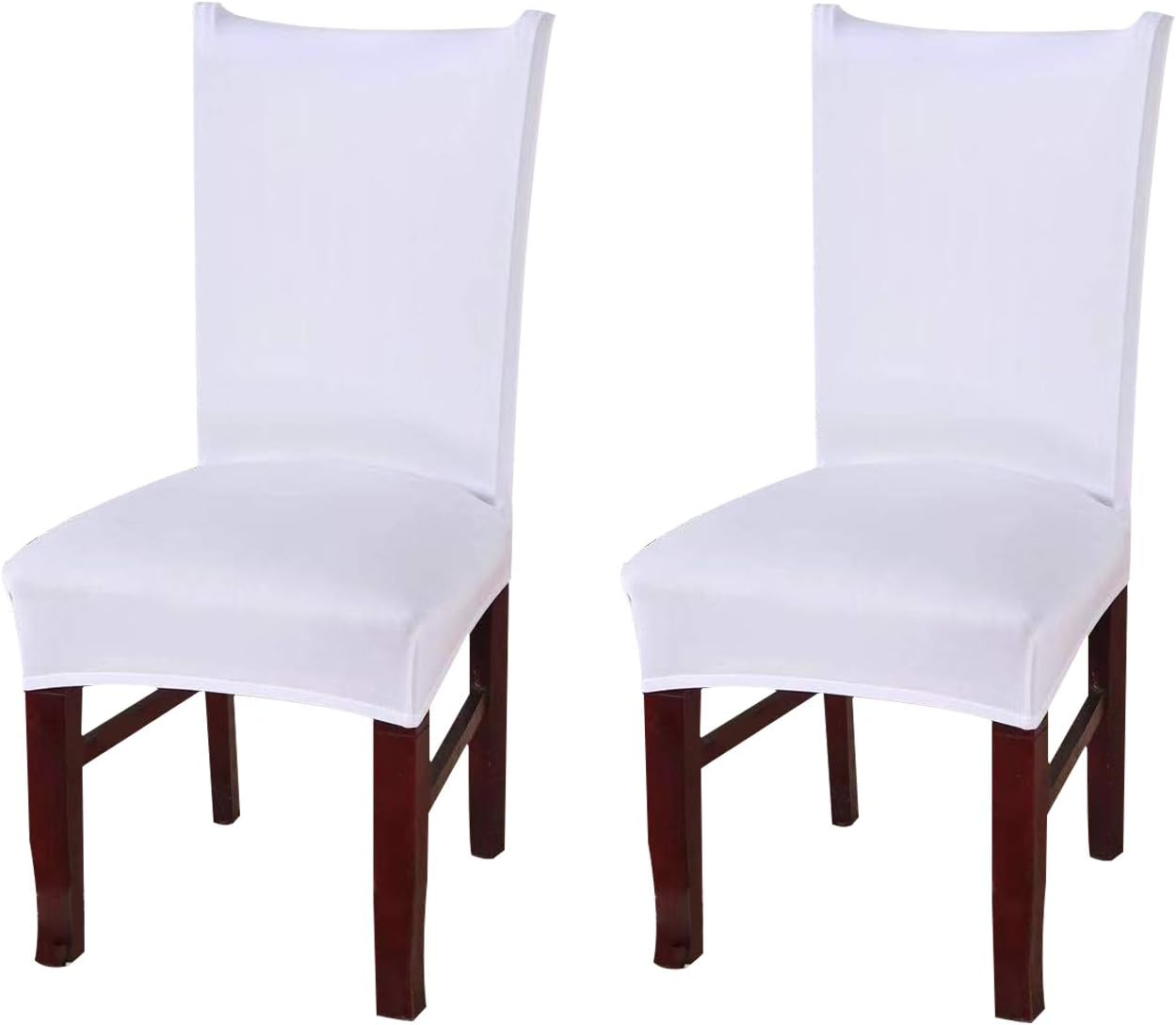 Coverurz Premium Stretch Fit Removable, Washable Spandex Dining Chair Covers, Seat Protector Slipcover for Dining Room, Hotel, Ceremony, Banquet and Wedding and Party (2 Per Set, CCS002_White)