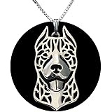 Pit Bull Dog Sterling Silver Necklace Dangle Earrings Set by Ginger Lyne Ears Down Puppy Dog Pet Pendant Box Chain Doggie Animal Paw Print Heart Jewelry for Pit Mom
