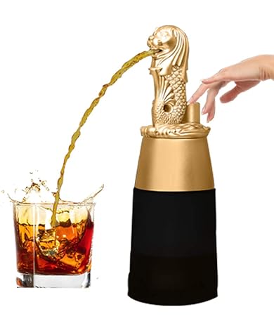 BARRAID Plastic Glass Singapore Lion Liquor/Whisky/Wine/Vodka Dispenser/Decanter Battery Operated for Bar/Pubs/Party (500 ml)