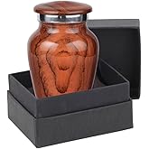 BOLD & DIVINE Wooden Textured Theme Keepsake Urn | Human Ashes Memorial Urn, Burial, Funeral Cremation Urns (Red Cherry Wood, Small)