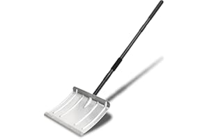 DEROFIT Snow Shovel for Driveway,Heavy Duty Aluminum Snow Shovel Pusher for Car Driveway Snow Removal,Metal Snow Shovel Ergonomic Snow Scoop for Decking Trunk Outdoor,54 Inches Long Handle
