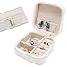 JL LELADY JEWELRY Small Jewelry Box Mini Travel Jewelry Case, Portable Faux Leather Jewelry Ring Boxes for Women Girls (White)