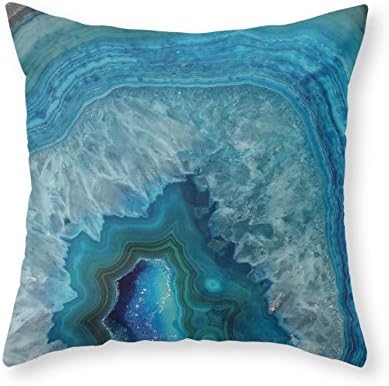 Sea Girl Soft Blue Faux Druse Crystal Quartz Gem Gemstone Geode Mineral Stone Science Specimen Photograph Hipster Throw Pillow Indoor Cover Pillow Case For Your Home(16in x 16in)
