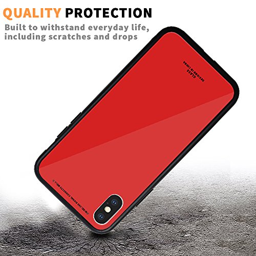 GreenElec iPhone X Case 9H Hardness Glass Back Cover Anti-Scratch with Excellent Grip Compatible for Apple iPhone X (2017) - Red