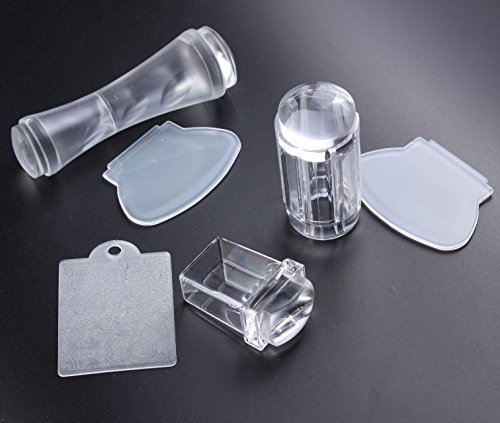 Beauty Leader 3 Sets Full Clear Silicone Nail Art Stamping Plate Stamper With Scraper Set DIY Polish Print Template Stamper Image Plate Transfer Manicure Tool