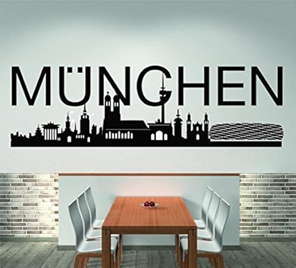 Skyline München (120 cm Breite, schwarz), Wandtattoo, Wandaufkleber