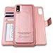 AMOVO [Upgraded Version Case for iPhone XR [2 in 1] [Wireless Charger] iPhone XR Wallet Case Detachable [Vegan Leather] iPhone XR (6.1’’) Flip Case with Box Package (iPhone XR, Rosegold)