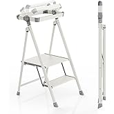 UNICOO® Foldable Toddler Tower, 2-Step Kids Kitchen & Home Stool with Safety Rails, Compact Folding Step Stool for Toddlers & Adults, Multi-Use in Kitchen & Bathroom (Smoky Gray)