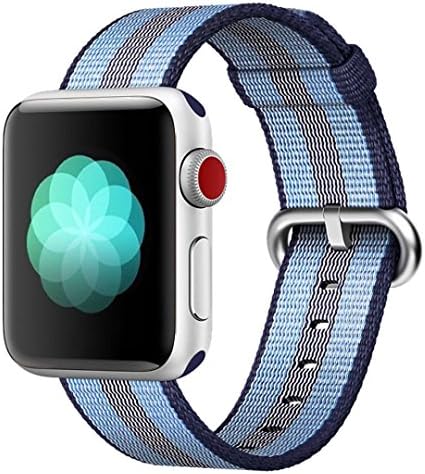Tentan Woven Nylon Strap Replacement Nylon Band for Apple Watch Band (42mm Midnight Blue Stripe)