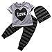 CANIS® Baby Boys Short Sleeve Love Heart T-shirt and Striped Pants Outfit with Hat
