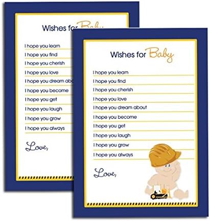 Construction Baby Shower Wishes for Baby Advice Cards Fill-in (20-count)