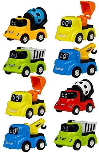 Mini Cars Set Toy Trucks Construction Pull Back Vehicles,Digger Bulldozer Dumper Truck Toys for Kids Girls Boys Age 3 4 5 (8 Trucks)