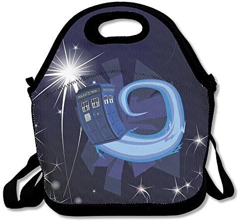 Amurder Doctor Who Police Box Insulated Personalized Tote Lunch Food Bag Black