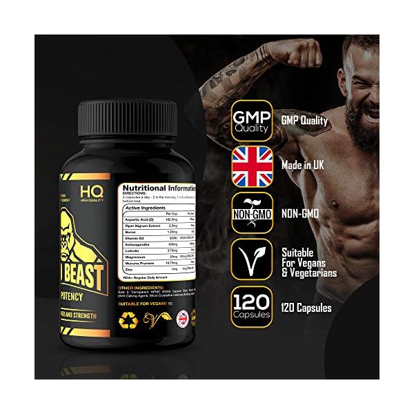 Test-Booster-for-Men-120-Capsules-Magnesium-Zinc-and-Vitamin-D-Vegan-Made-in-The-UK-GMP-Approved-New-Formula-Beast-and-Bulk-Nutrition Test Booster for Men | 120 Capsules | Magnesium, Zinc and Vitamin D | Vegan | Made in The UK | GMP Approved | New…