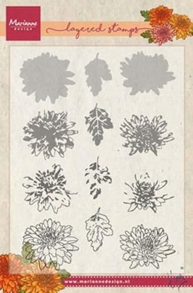 Marianne Design Tiny's Chrysant (Layering) Stamp Set, Synthetic Material, 19.3 x 13 x 0.4 cm
