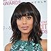 SCENTW Fashion Short Wavy Wigs With Flat Bangs Black Mixed Brown Synthetic Full Wigs For Women None Lace Wigs That Look Real Heat Resistant +Free Wig Cap